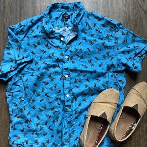 J Crew Linen Short Sleeve Button Down